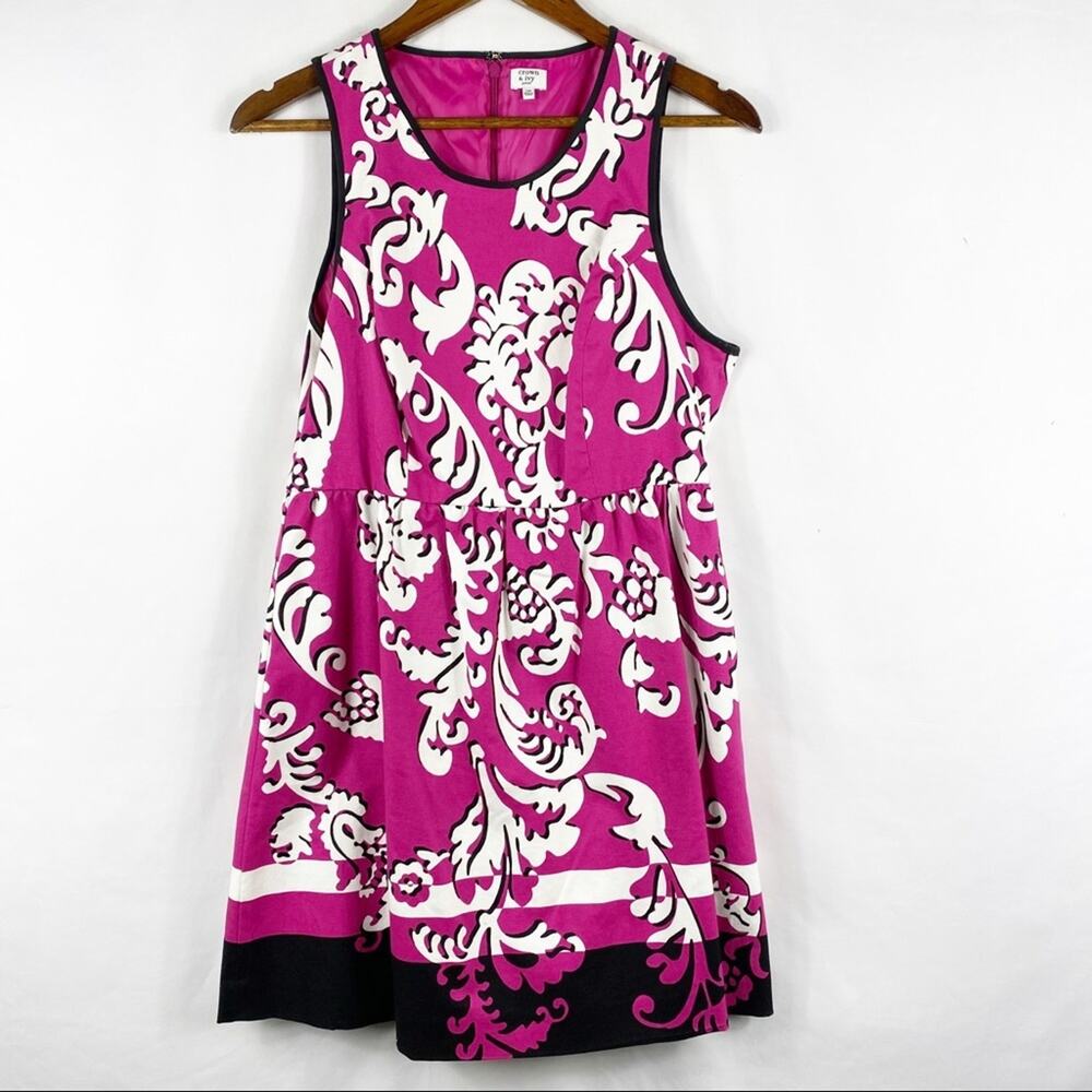 CROWN & IVY Hot Pink & White Sleeveless Dress in Size 12P